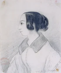 George Sand (1804-76) de profil, 1833